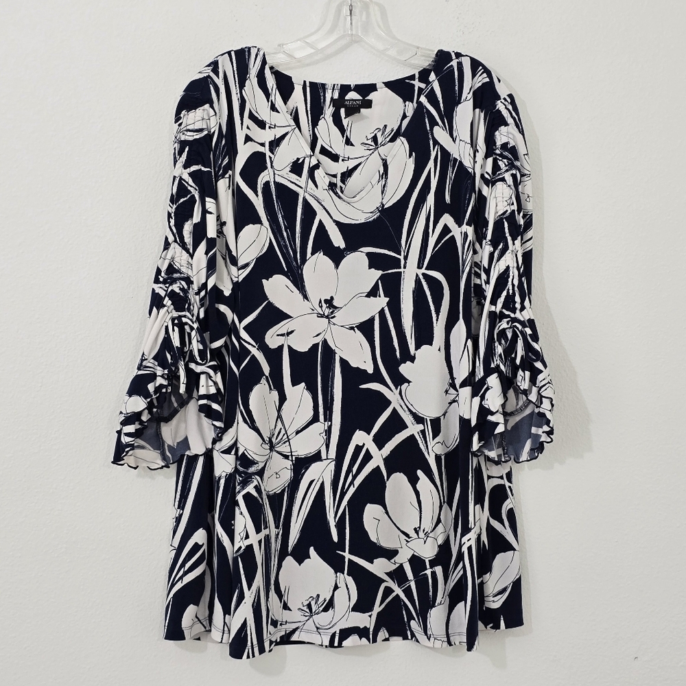 Alfani Floral V-Neck Ruffle Tunic Top